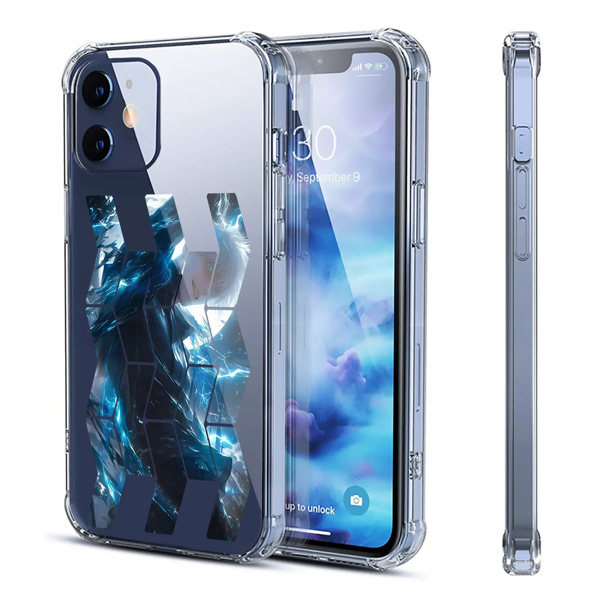 呪術廻戦 グッズ,五条 悟 - IPhone 12シリーズ対応 ・ 透明スマホケース ・ クリアソフトケース ・ TPU素材 ・ 耐衝撃 ・ 高密着 ・ 防汚 防指紋 ・ 簡単着脱